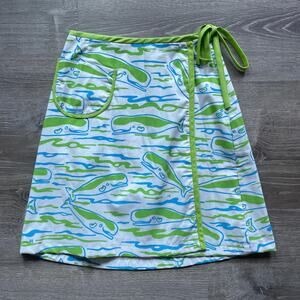 Vtg 60's The Vested Gentress Screen Printed Whale Wrap Skirt 28" w Retro